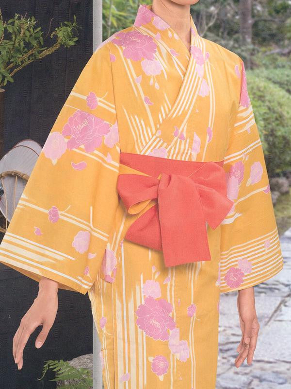 Japanese Melody (Green) & Rose (Yellow) Yukata Kimono