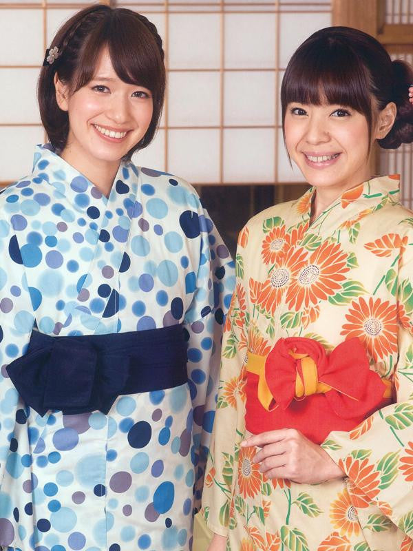 Polka-dot (Blue) & Sunflower (Yellow) Yukata Kimono