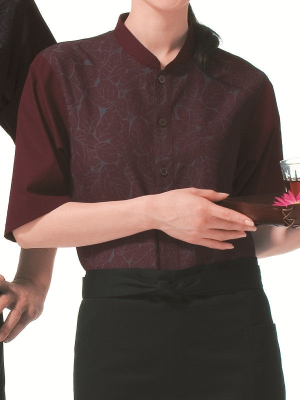 Leaf Pattern Collarless Shirts