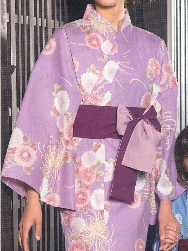 Yukata Kimono Obi Belt (Purple/Light Pink)