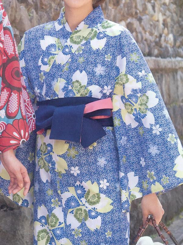 Yukata Kimono Obi Belt (Pink/Navy)