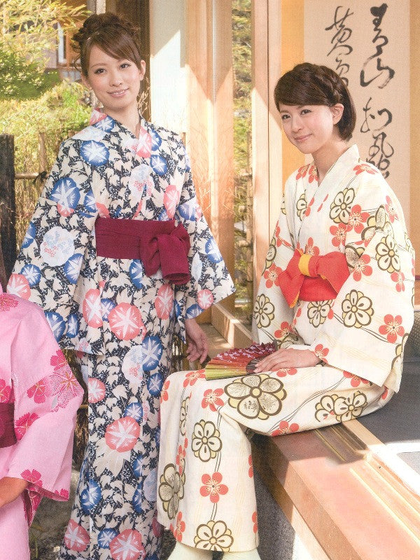 Summer Flower (Black) & Relief (White) Yukata Kimono