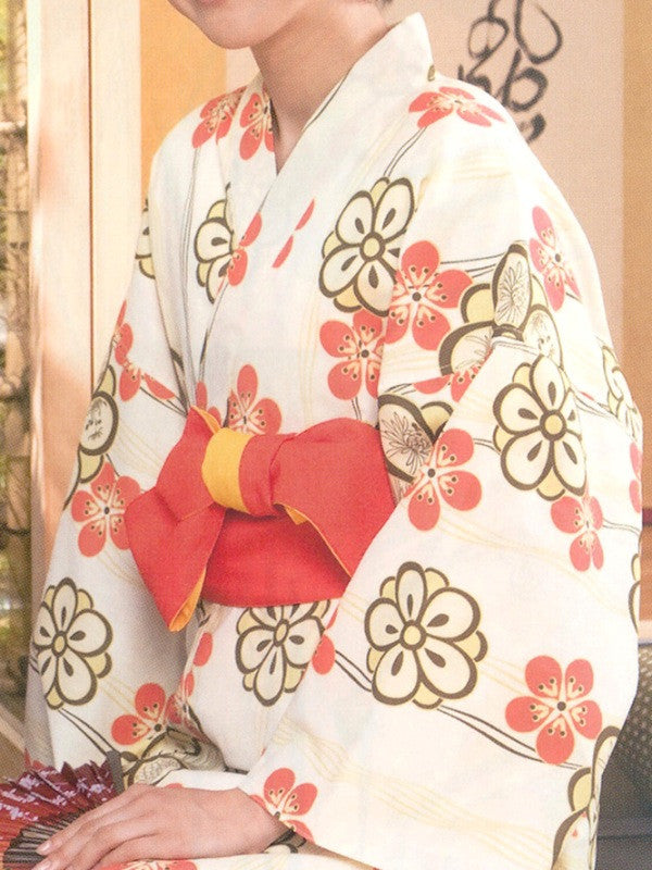 Summer Flower (Black) & Relief (White) Yukata Kimono