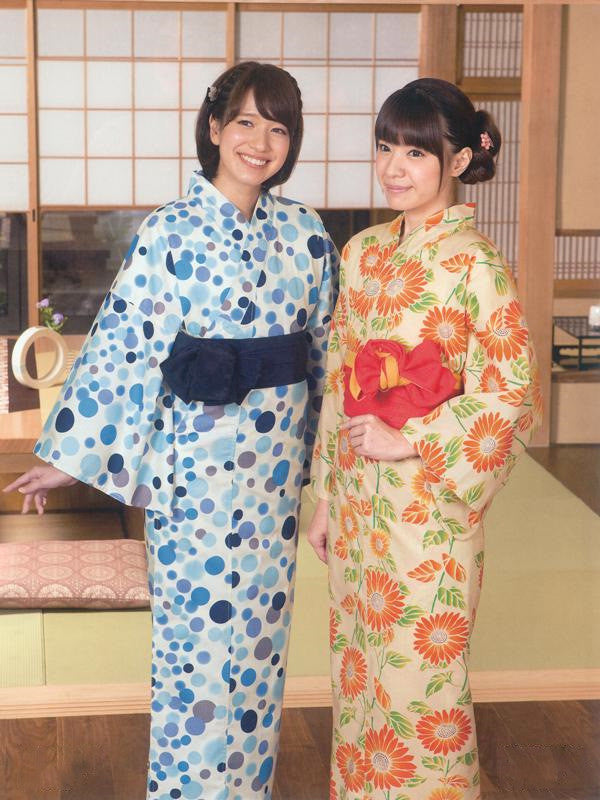 Polka-dot (Blue) & Sunflower (Yellow) Yukata Kimono