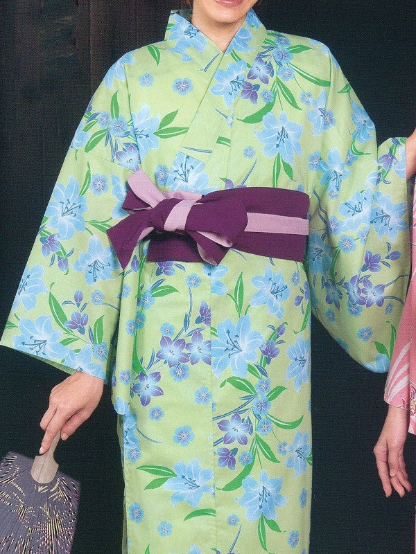 Lily (Green) & Four Plants (Pink) Yukata Kimono
